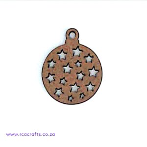 Christmas Tree Ornament Dark Wood Round Star.