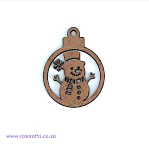 Christmas Tree Ornament Dark Wood Snow Man 2