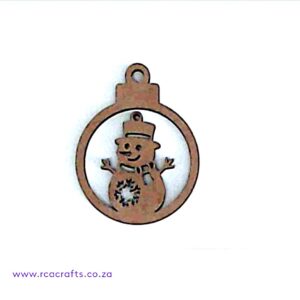 Christmas Tree Ornament Dark Wood Snow Man