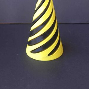 Cone Fidget Spinner - 3D Printed - Yellow base and Black