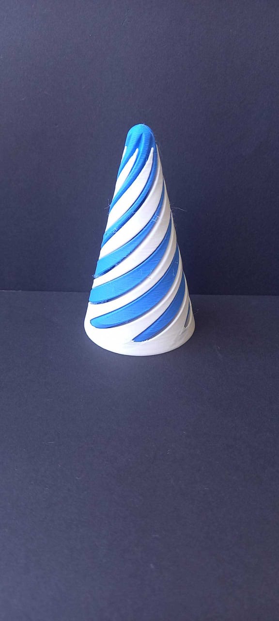 Cone Fidget Spinner - 3D Printed - White base with Blue