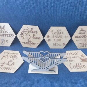 Hexagon Coaster Set of 6 with holder.